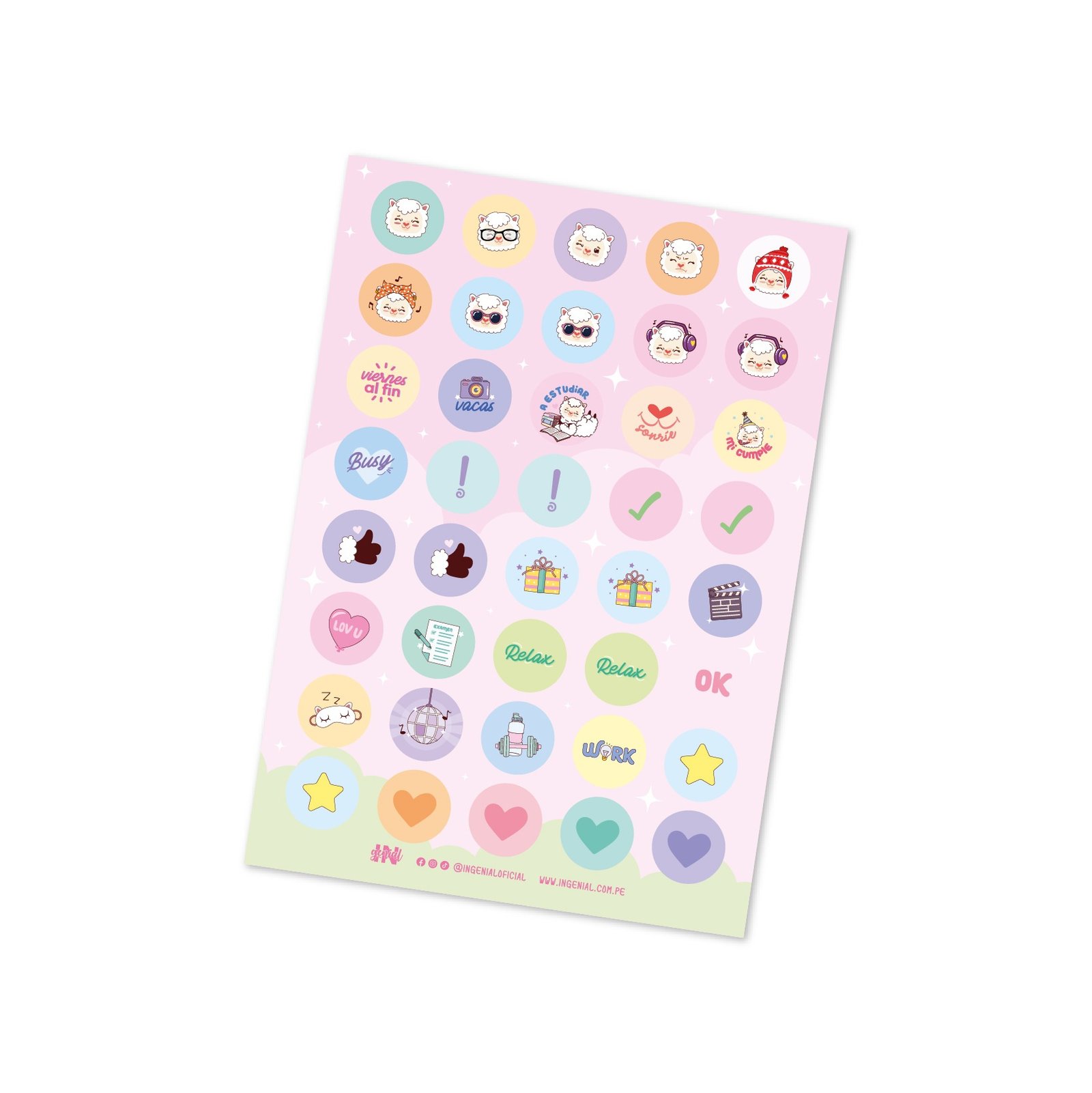 Pack Ingenial Llami MV: Calendario 2026 + set de notas + stickers - Imagen 3