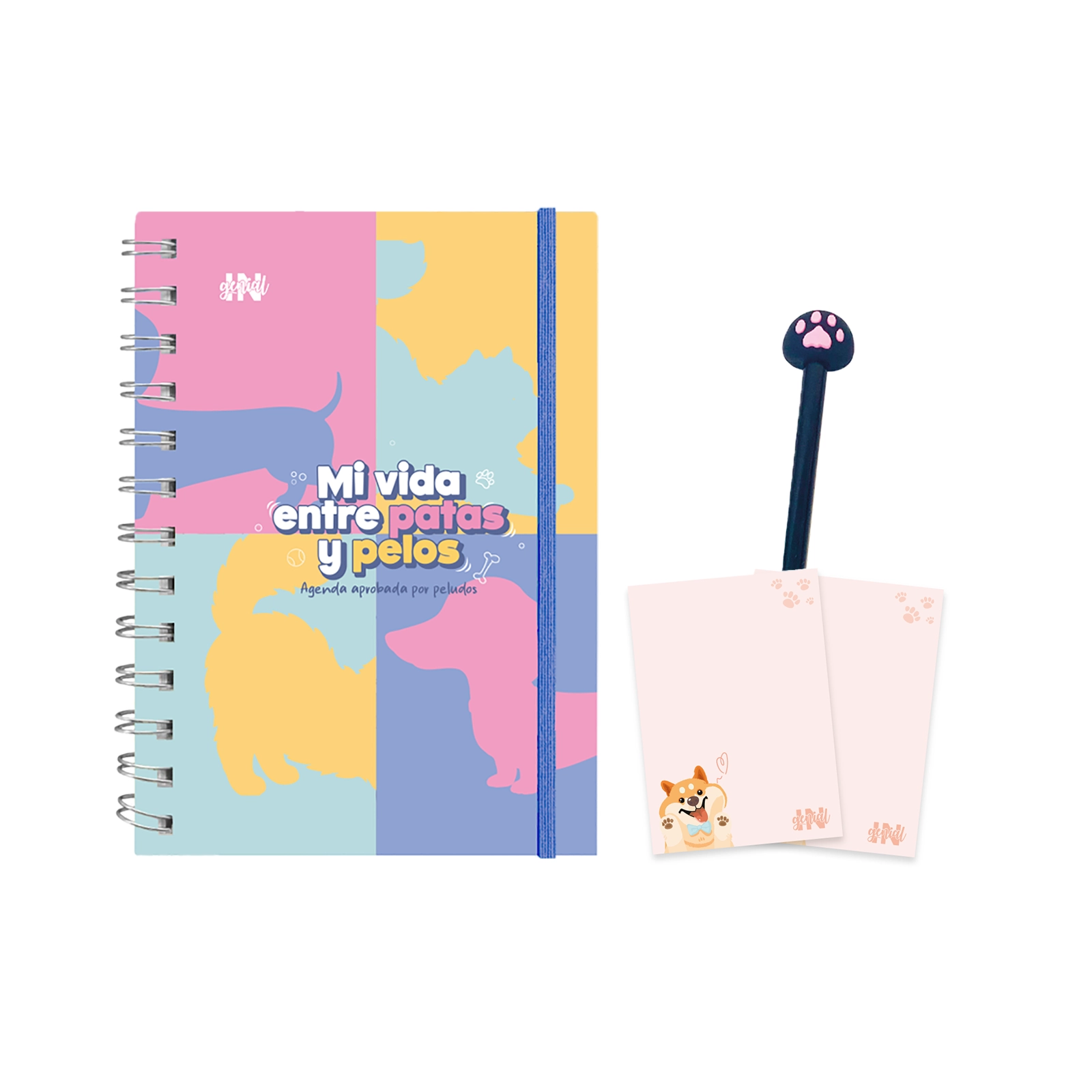 Kit Ingenial Bruno - agenda para dueños de mascotas, notas y lapicero 1