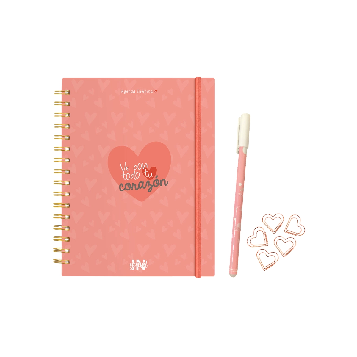 Pack Ingenial Gaia: agenda semanal infinita + lapicero + clips