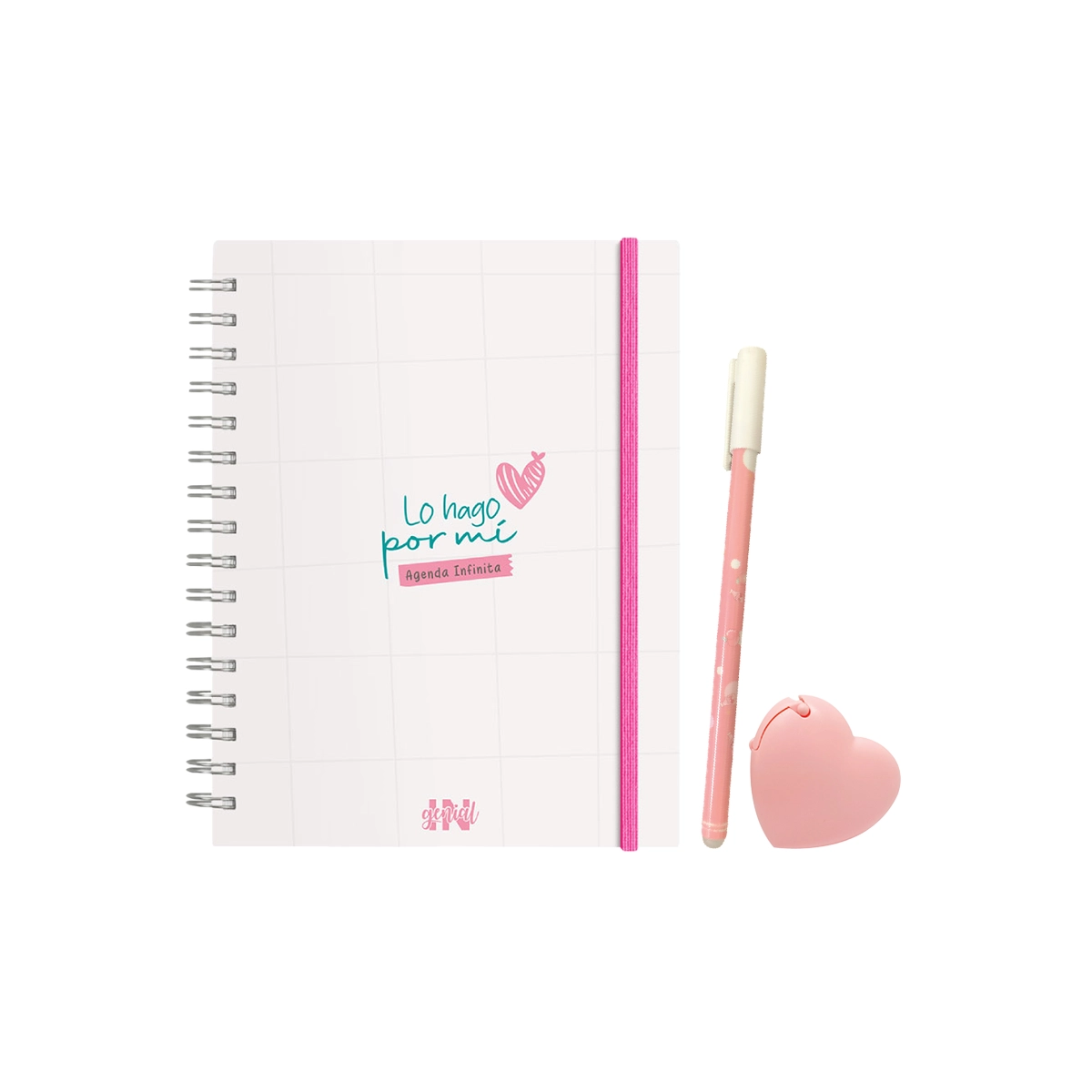 Pack Ingenial Jade: agenda semanal infinita + mini dispensador de cinta + lapicero
